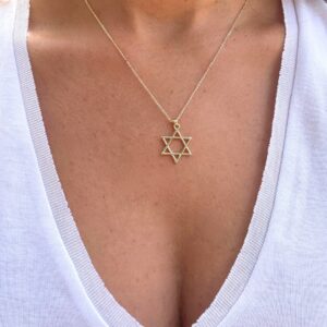 ⁦שרשרת מגן דוד חלק זהב⁩ – תמונה ⁦2⁩