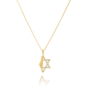 שרשרת מגן דוד בשילוב ארץ ישראל ציפוי זהב