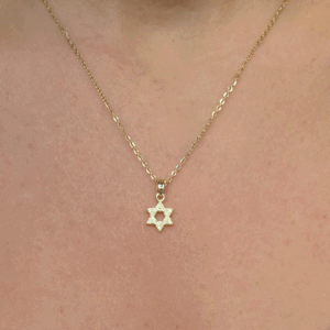 ⁦שרשרת מגן דוד קטן משובץ ציפוי זהב⁩ – תמונה ⁦4⁩