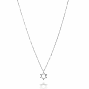 שרשרת מגן דוד זירקונים ציפוי כסף